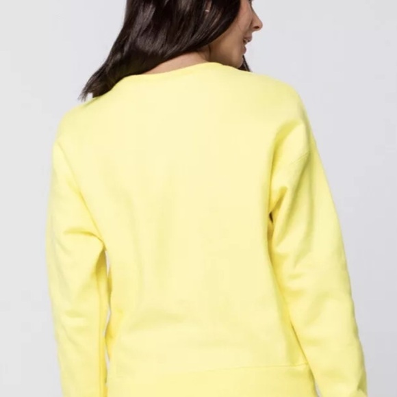 Champion Reverse Weave Yellow Crew Sweatshirt Pullover size L logo spell out - Picture 3 of 11